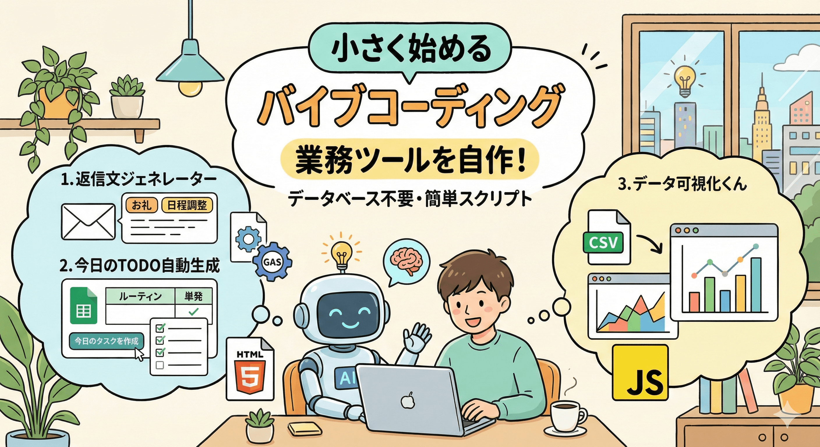 【小さく始める】バイブコーディングで業務ツールを自作！アイデア3選（データベース不要・簡単スクリプト）