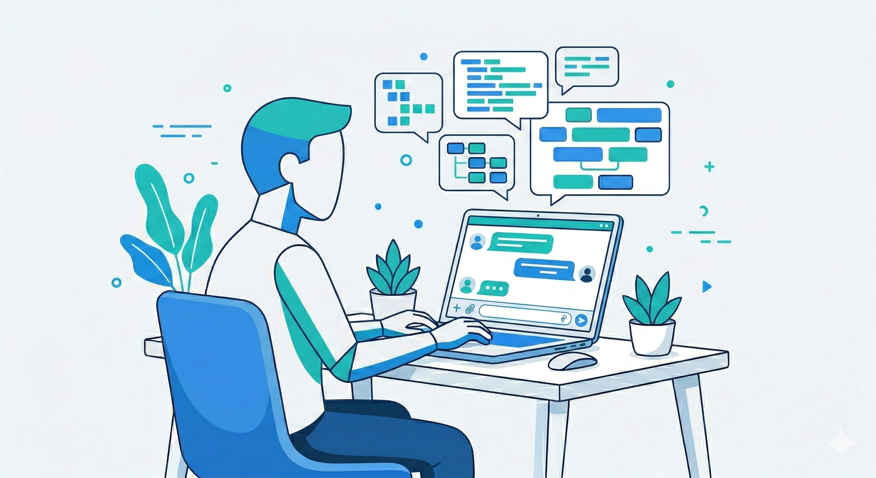 チャット型AIでコーディングするイメージ